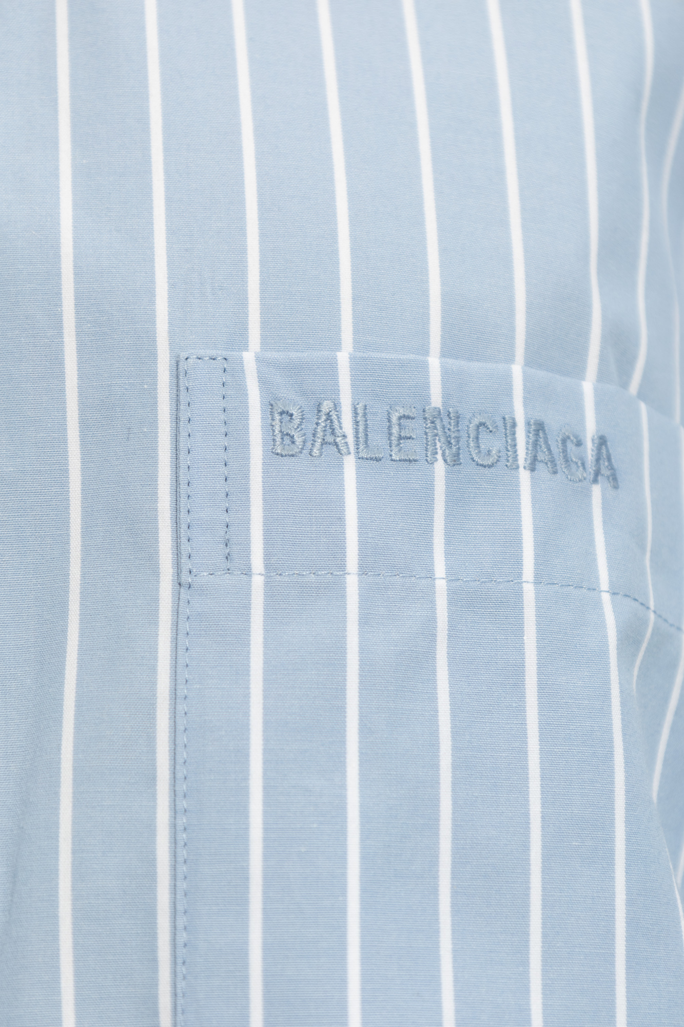 Balenciaga blue and white striped shirt best sale